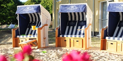 Hotels am See - Deutschland - Strandkörbe auf unserer Terrasse - Strandhaus am Inselsee